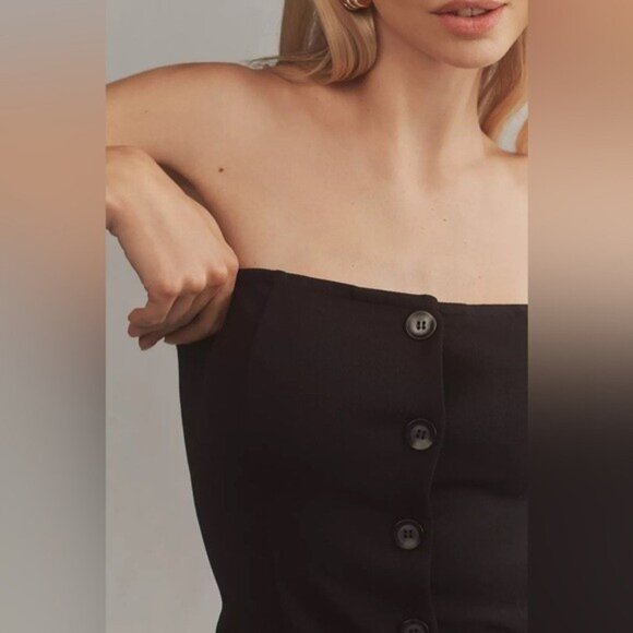 NWT Size M - By Anthropologie fitted Button-Front Tube Top (NWT US$78) - Picture 6 of 12